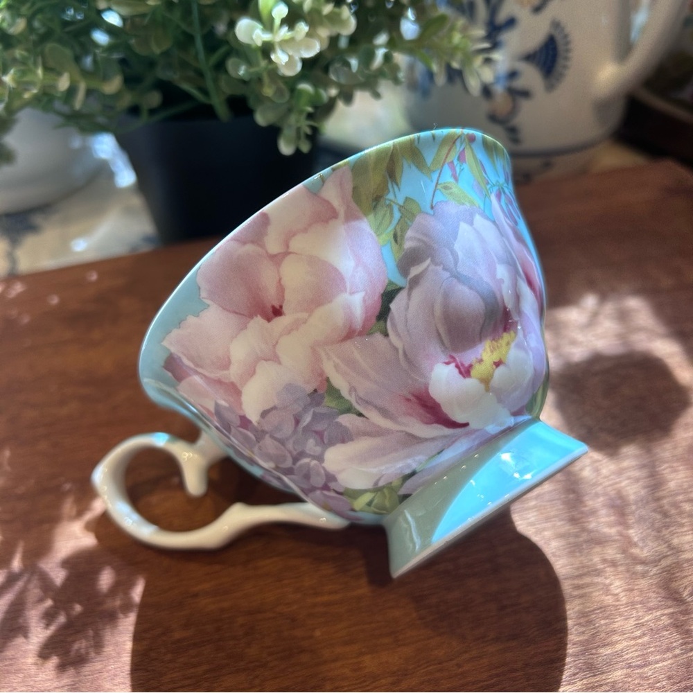 Stechcol “Peony (blue) Mist” Gracie Bone China Teacup